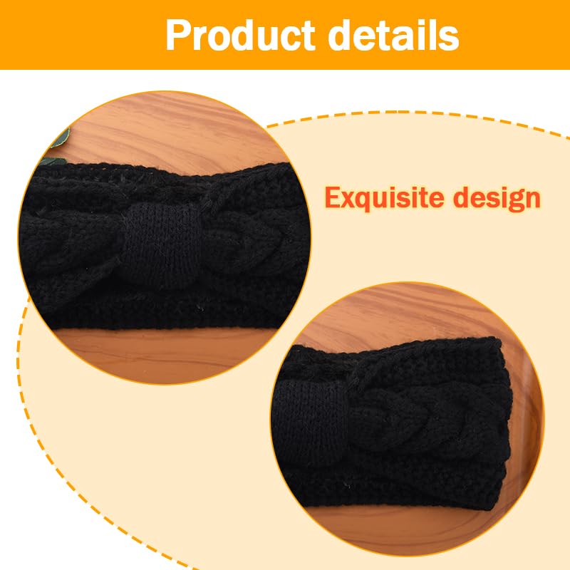 Yreamont Warm Winter Headband for Women - Soft Knit Ear Warmers, Fuzzy Cold Weather Headband - Black - Image 3